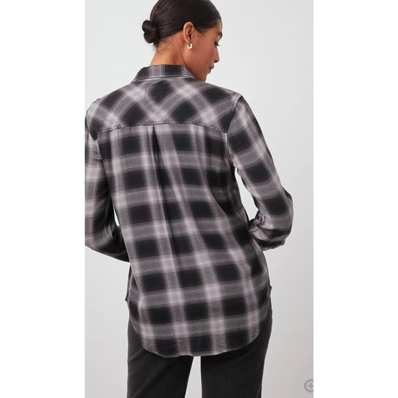 Rails Hunter Black Gray Check Button Up Shirt~M - Picture 2 of 5
